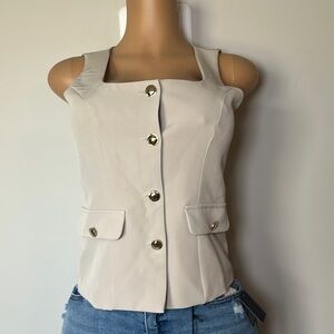 Sincerely Jules Cream Button-Up Vest